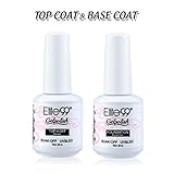Gel Nail Polish Top Base Coat set - Elite99 Gelpolish Soak Off UV LED Drying Long Lasting Professional Nail Gel Extra large 15ML 2PCS Foundation Primer
