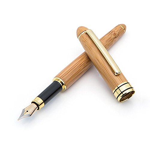 REY Vintage Füllfederhalter Handarbeit natürlicher Bambus mit passendem Bambus-Etui - 2