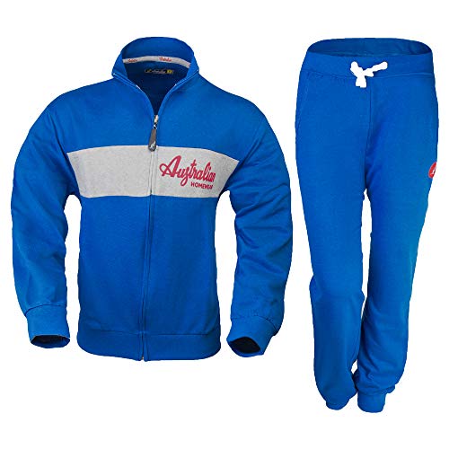 AUSTRALIAN Pigiama Uomo Full Zip in Cotone Tuta Homewear Art. AF52 (Bluette, 5/L)