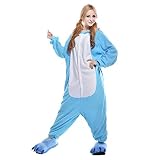 Free Fisher Damen/ Herren Schlafanzug Pyjama, Tier Kostüm, Elefant Blau, Gr. S (Körpergröße 146-159 CM) -