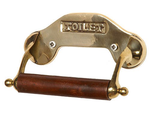 Nostalgie Toilettenpapierhalter Messing Holz Maritim Antik-Stil