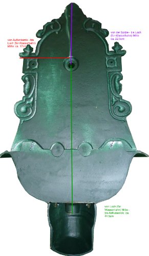 SET: Wandbrunnen ALT WIEN grün/gold und Schlauchhalter grün/gold - 2