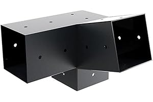 CARMOTTER Kit de supports de pergola en acier, kit de supports de pergola de toit incliné, support d'extension d'angle droit à 3 voies avec base de poteau de pergola pour poteaux en bois de 4 x 4 (A)