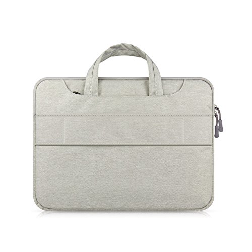 Yvonnelee Hochwertige Nylon Laptop Tasche Notebook Hülle für Apple MacBook Air, Pro, Retina 11/ 11.6/ 12/ 13/ 13.3/ 15 Zoll zum Umhängen mit Henkel Einstellbaren Schulterriemen und Zubehörfach Grau -M