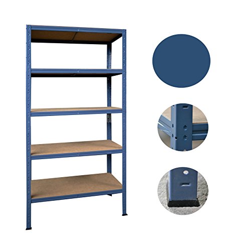 Steckregal 180x120x50 cm blau 5 Böden Traglast 175 kg pro Boden Regal Lagerregal Werkstattregal Kellerregal Metallregal