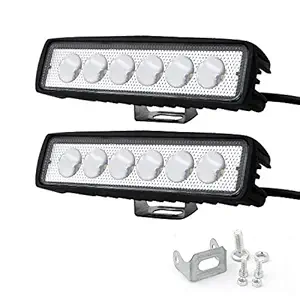 AllExtreme EX6I6F2 6 LED Fog Light Bar 6 Inch Waterproof Driving Lamp with Mounting Bracket for Motorcycles and Cars (18W, White Light, 2 PCS)