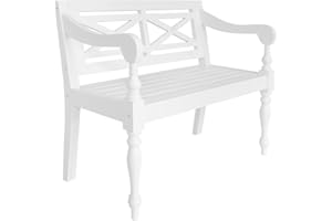 ‎VIDAXL vidaXL Mahagoniholz Massiv Batavia Sitzbank 98cm Weiß Bank Holzbank Flurbank