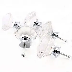 ELECTROPRIME 4 Pcs 40 Mm Crystal Diamond Glass Pull Handle Door Knob Drawer Cupboard Cabinet