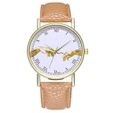 Neue Luxus Vintage Männer Frau Watch Leder Quarz Armbanduhr Elegantes Geschenk Renaissance Stil Michelangelo Illustration Kunst - beige