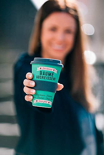 Grafik Werkstatt 60615 Bamboo-To-Go-Becher Ich könnte Bäume ausreissen !, Bambus, beige, 9 x 9.5 x 14 cm - 2