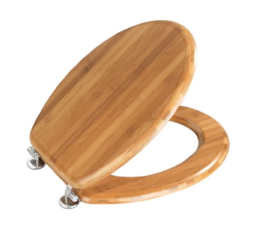 Wenko 144726100 WC-Sitz Bambus Dunkel – Chrom-Metallbefestigung, Bambus, 37 x 42.5 cm, Dunkelbraun - 3