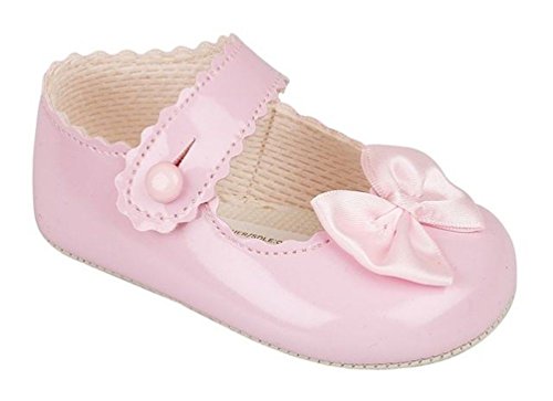 BNIB baby girls Baypod first pram shoes in pink-black - red or white 4 sizes (0-3 months EU size 16, Pink)