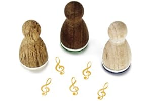 Stemplino® Mini timbri – motivo: chiave di spartito – 12 mm di diametro – Timbro in legno per bambini Bullet Journal con chiave di spartito