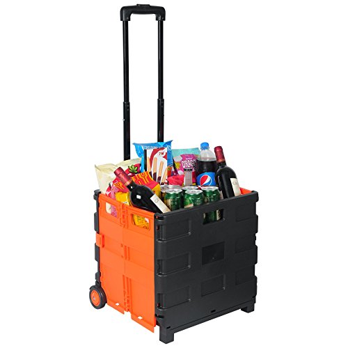 WOLTU EW4801or Einkaufswagen klappbar Einkaufstrolley Shopping Trolley Faltbox Transportwagen Klappbox bis 35kg Schwarz-Orange - 2