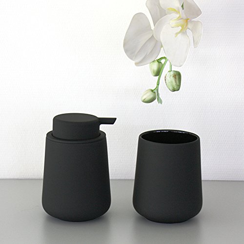 ZONE Zahnbürstenbecher NOVA ONE, Steingut mit Soft-Touch, schwarz, ca. 10 cm H - 3