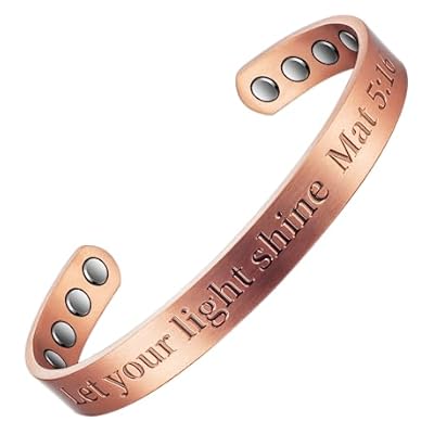 Magcopper Magnetic Copper Bracelet For Men Or Women,copper Cuff Bangle With 8 Magnets-6.5" Adjustable Magnetic Jewelry Gift (bracelet B)