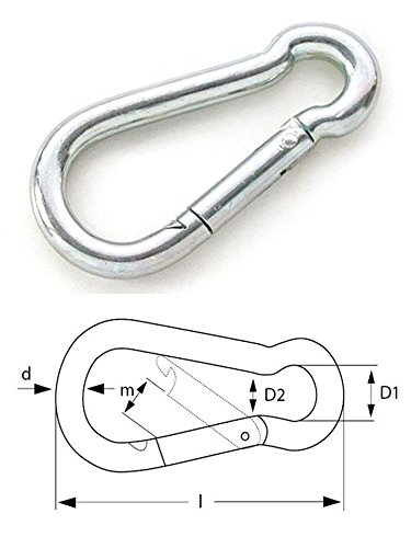 Preisvergleich Produktbild 10 Stück Karabinerhaken / Feuerwehrkarabinerhaken 60 x 06 Stahl verzinkt DIN5299C