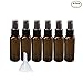 NALATI 6 Pcs 50ml PET Spray Bottles for Various Dilutions of Liquid with Black PP Fine Mist Sprayers Dust Caps and Funnel (Brown)