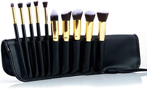 Aznoi Makeup Brushes 10 Pcs Wool Makeup Brush Kit Professional Cosmetics Set Powder Brush with Travel Pouch