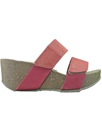 IGI & CO 1195922 Sandalias de Mujer con Tacón de Cuña de Corcho desvestido en Piel de Velcro Rojo Purpurina realizada en Italia
