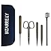 BEST BIZARRE.LY 5 PIECE EYEBROW SHAPING SET-STAINLESS STEEL Precision & Slanted Tweezers-Curved Scissors To Trim & Shape Eyebrows-Brow Brush & Comb-High Quality Grooming Kit with Beautiful Case