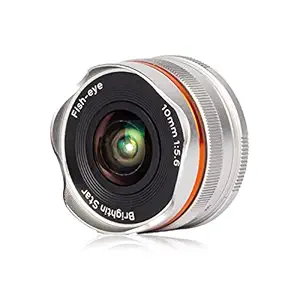 Brightin Star 10mm F5.6 APS-C Manual Focus Mirrorless Camera Lens, Fit for Panasonic Olympus Micro4/3 Mount G2/3/5/6/7/9, GH1/2/3/4/5, EPM1/2, E-P1/P2/P3/P5, E-M1/M5, PL 1/2/3/5/6 (Silver)