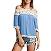 Produktbild OSYARD Frauen Damen Bluse,2018 Solide Top mit Spitze Schulterfrei Casual Kurzarm Off-Shoulder-T-Shirt mit Kurzen Ärmeln Oberteil