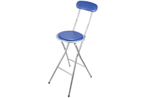 ELITO HOME & GARDEN Breakfast Bar Stool Folding Foldable Padded Chair Seat Garden Party Office Event - Bar Stool - Blue