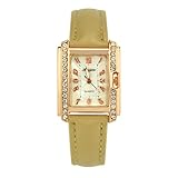 Luckhome Armbanduhr Für Damen Herren Uhr Armband Frauen Mit Lederarmband Geschäfts Klassisch Analog Quarz Dünn Luxus Elegant Metall Leder Gürtel Quadrat Zifferblatt Diamant Damenuhren