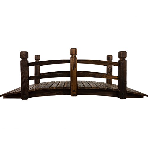 Rustikale massive Holzbrücke, braun, 150 x 67 x 55 cm, geölt und brandbehandelt, bis 150 kg belastbar - 2