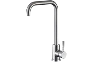 KINSE Rubinetto Lavello Cucina in Acciaio Inox, Miscelatore Monocomando, girevole a 360°, Acciaio inossidabile spazzolato