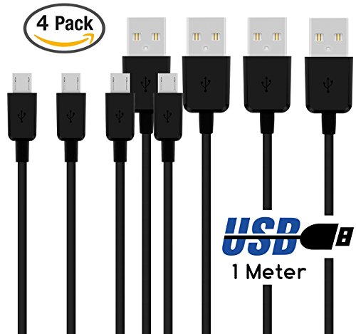 Original COVERLOUNGE - Micro USB Kabel [4-Pack] / Datenkabel / Ladekabel [2.1 A] für alle Huawei Smartphones mit Micro USB Anschluss | Farbe: schwarz | Länge: 1 Meter / 1m