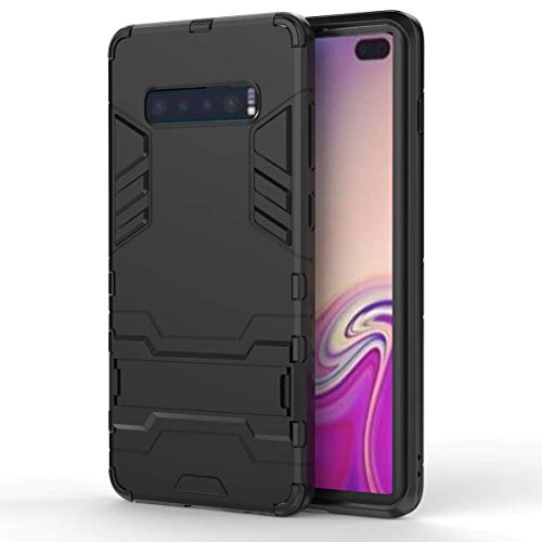 KISCO pour Coque Samsung Galaxy S10 Plus,Housse Coque Doux TPU et PC Hybride Frame Anti-Chocs Etui de Protection avec Support,pour Samsung Galaxy S10 Plus-Noir