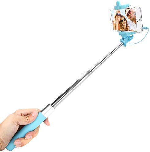 isuda, Selfie Stick Pole Monopod Bluetooth Selfie Stick Pole for iPhone 6/6 Plus/5/4, iPod, Samsung Galaxy 5/S6/S5/S4/S3/Note 4/3/2, blue, Selfie Stick Sans Bluetooth