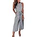 Produktbild Damen Jumpsuit,Sannysis Damen Sommer Lang ärmellos Weites Bein Jumpsuit Wide Leg Overall mit Gürtel Grau Rosa Blau (S, Grau)