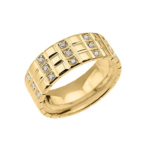 Kleine Schätze Herren Ring/Ehering 14 Karat Gelbgold Zirkonia Damebrett