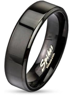 Paula & Fritz® Ring aus Edelstahl Chirurgenstahl 316L schwarz Flat Band Edge 6mm breit verfügbare Ringgrößen 47...