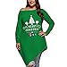 Produktbild Berimaterry Damen Mode Frauen Casual Plus Size Merry Christmas Skew Hals Asymmetrisches T-Shirt Tops Bluse Polyester T-Shirt Sportwear Langarm Grün Rot Grau Shirt