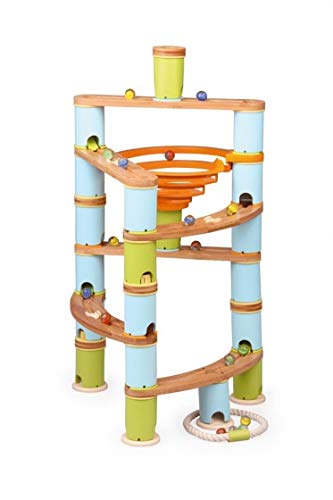 DAM Toy Vehicles Poodle Tracks DAMBamboo Planet Run/Advanced Kit 50 x 60 x 35 cm, 89pcs, in Bamboo, 30 Marbles and Instruction Booklet Included, 4+, Multicolour (More Than One)