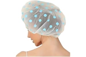 ROMAXO 6pcs Shower Cap Bath Caps Waterproof Reusable Caps for Long, Short hairs Elastic Lining Shower Caps For Women & Men Shower Hats for rainy weather kitchen Salon,Spa,Travel,Home