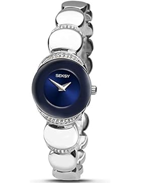 Seksy Saphir Damenkleid Armbanduhr Blau Zifferblatt Crystal Set mit Hülle 2295