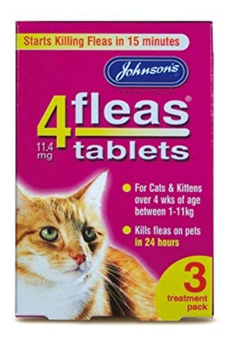Johnsons Veterinary Products 4Fleas Tablets for Cats and Kittens, Pack of 3