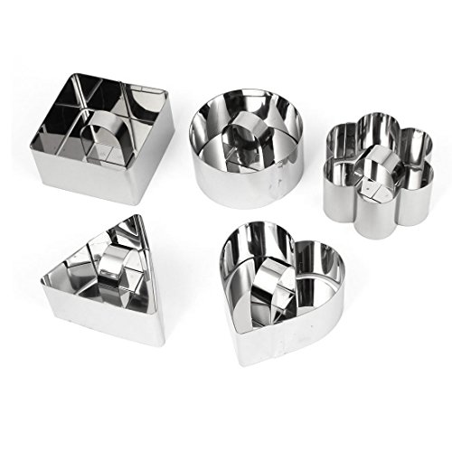 sourcingmap® 5 in 1 Edelstahl Plätzchen Kuchen Ausstechform Fondant Scherblock Form Werkzeug