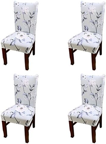 4PCS x Lixinsunbu Dining Room Stretch Stripe Printed Chair Cover Protector Seat Slipcover Color