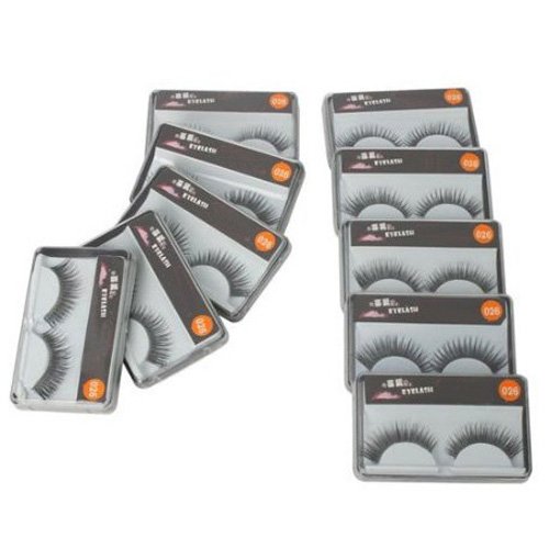 SODIAL(TM) New 10 Pair Reusable Long Fake False Eyelashes Glue Adhesives Eye Lashes Makeup Black 026