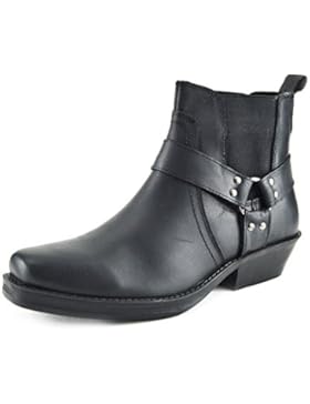 Neue Herren Cowboy Leder Ankle Biker Western Stiefel