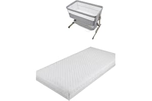 FOAM & UPHOLSTERY WAREHOUSE Baby Mattress Fits/Compatible to Babylo Cozi Sleeper - Bedside Travel Cot Toddler Infant Bed Firm Foam Mattress - Hypoallergenic & Removable Quilt Cover (87 x 44 x 5cm)