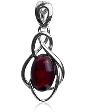 Kirschfarbener Bernstein Sterling Silber Ovaler Anhänger