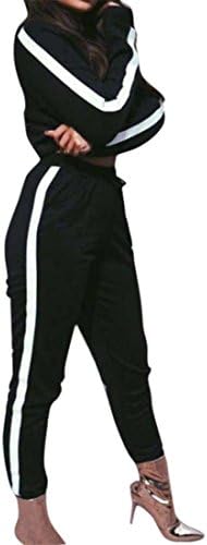 Women Tracksuit,Moonuy Ladies Girl Sweat Suit Sport Hoodies Sweatshirt Crop Tops Pants Set 2Pcs Winter Fashion Clothes Sets Pullover Hoodies Sport Lounge Wear Casual Suit Sport Outfits (M, Black)