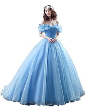 Victory Bridal Wunderschoen Blaues Kurzarm Abendleider Quincenera Ballkleider Lang Promkleider Cinderella